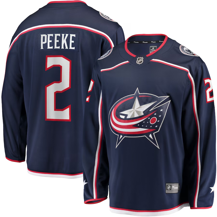Men's Columbus Blue Jackets Andrew Peeke #2 Navy Home Breakaway Jersey